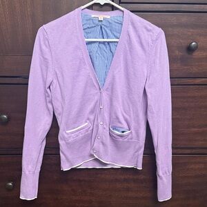 Brooks Brothers 100% cotton Blue Gingham inset cardigan